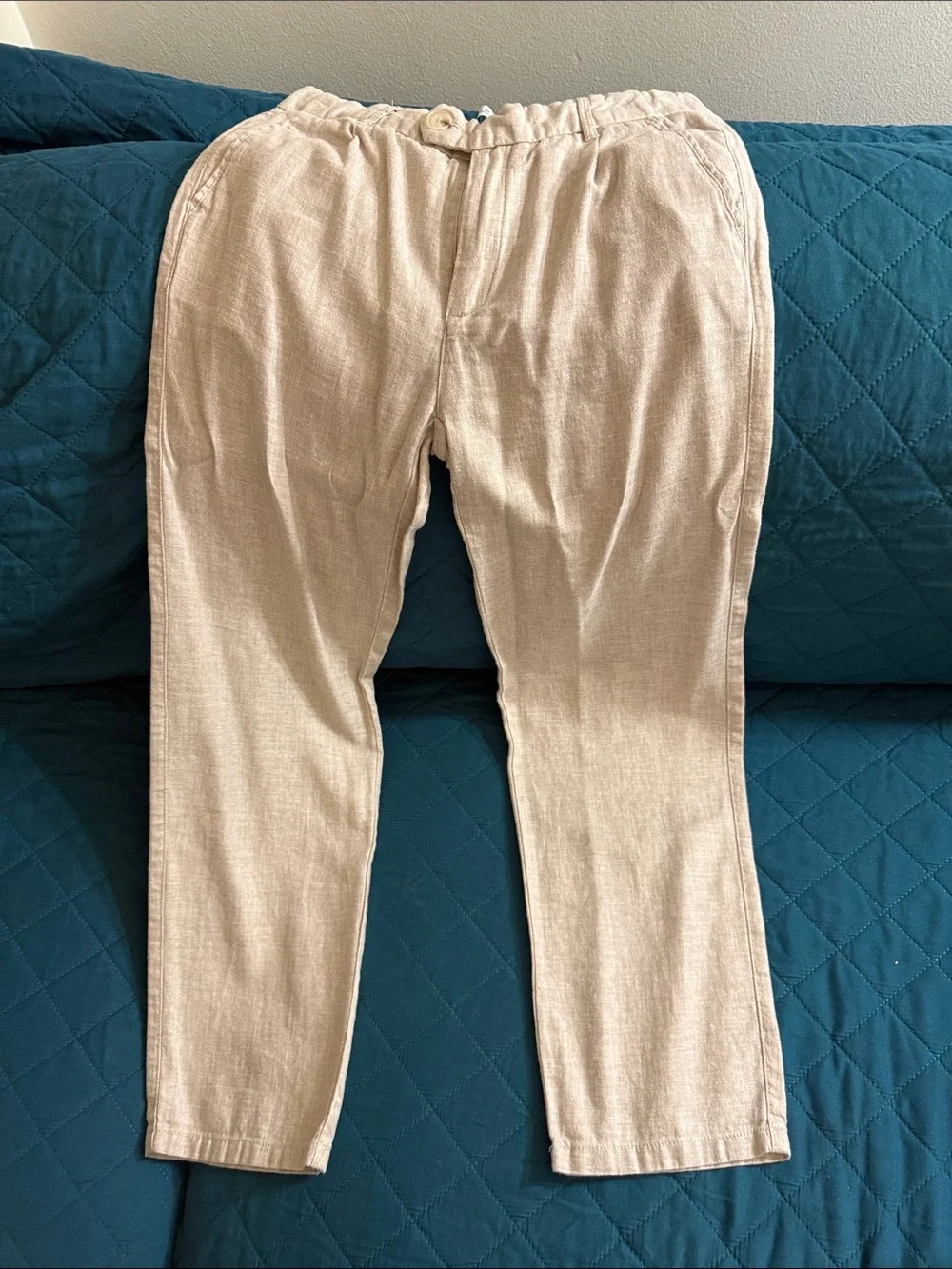 Zara Beige Linen-Blend Pantsuit Set